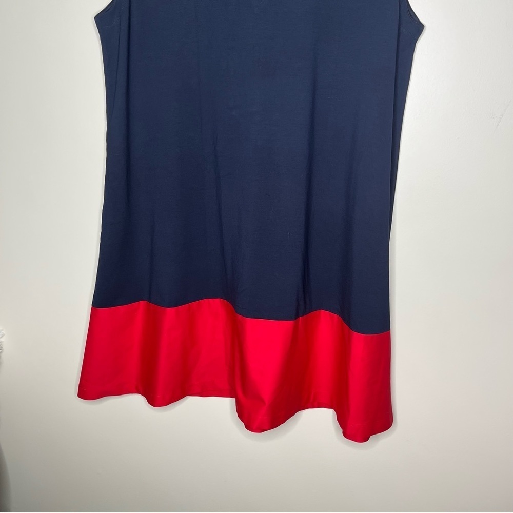 NWT LOFT Plus Shift Navy/Red Sleeveless V Neck Cross Straps Back Dress SZ 20/22 - Picture 11 of 12